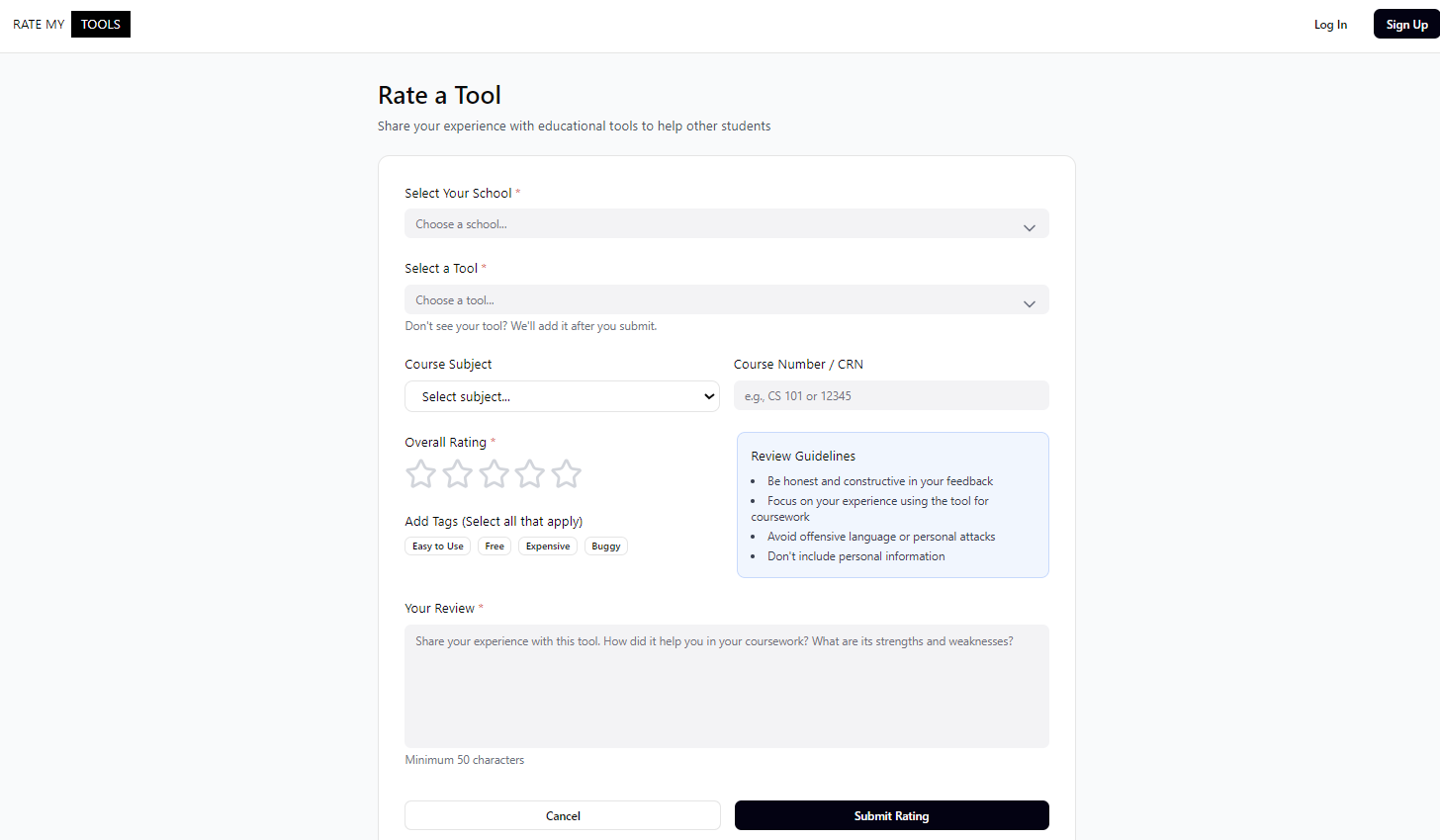 RateMyTools Add Review Form